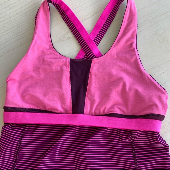 Lululemon Stuff Your Bra Tank II Hyper Stripe, Hot Pink/Maroon, Size M/L - Picture 12 of 15